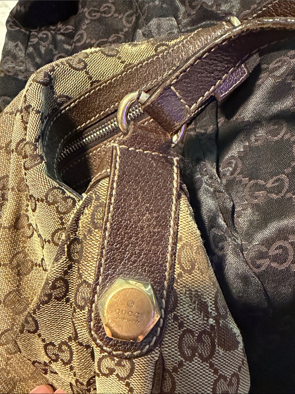 Gucci Brown Monogram Canvas Shoulder Bag - Picture 8 of 11